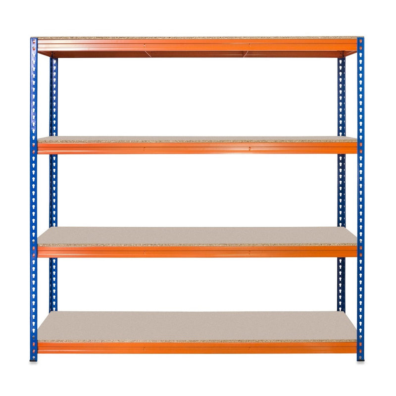 2x CRW Industrial Shelving - 1800mm High & 1x CRW Workbench - 1200mm Wide - Blue/Orange