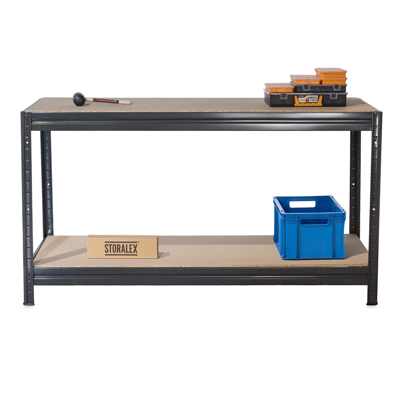 2x HRX Industrial Shelving - 1770mm High & 1x HRX Workbench - 1600mm Wide - Grey