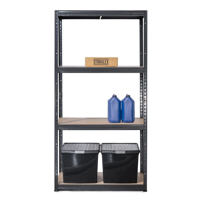 4x VRS Shelving Units - 1600mm High - Grey with 8x 33.5L Really Useful Boxes