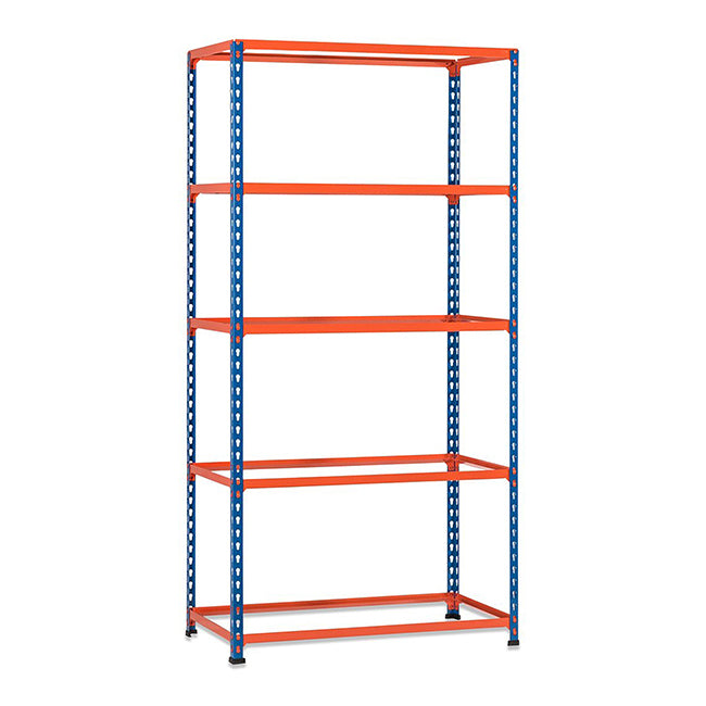 4x SX200 Industrial Shelving - 2440mm High - 200kg - Chipboard - Blue & Orange