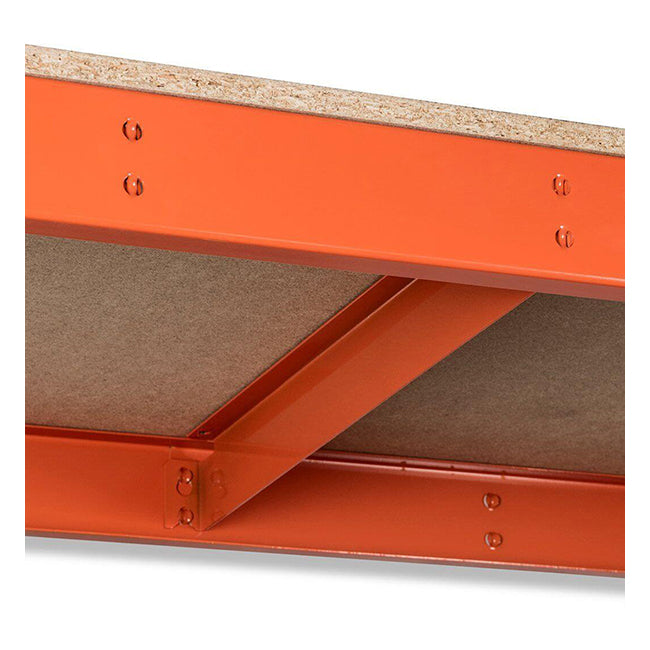 4x SX400 Industrial Shelving - 2440mm High - 400kg - Chipboard - Blue & Orange