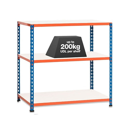 1x SX200 Workbench - 915mm High - 200kg - Melamine - Blue/Orange