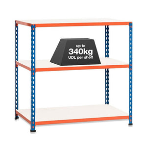 1x SX340 Workbench - 915mm High - 340kg - Melamine - Blue/Orange