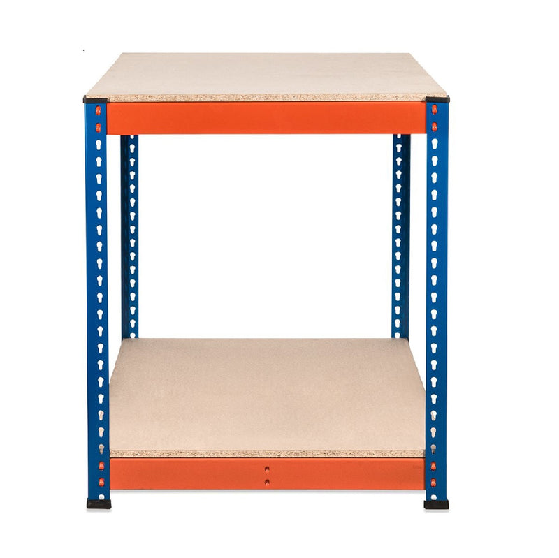 2x SX800 Workbenches - 915mm High - 800kg - Chipboard - Blue/Orange