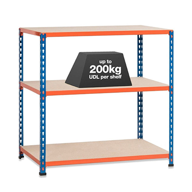 1x SX200 Workbench - 915mm High - 200kg - Chipboard - Blue/Orange