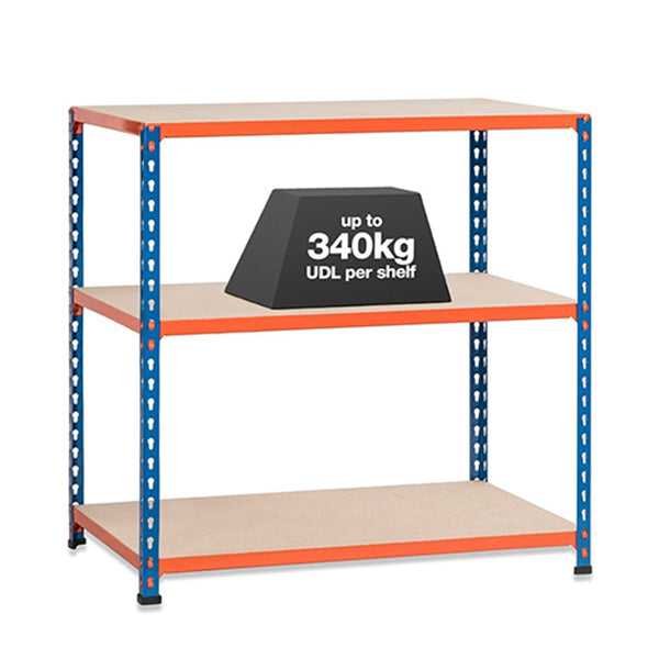 1x SX340 Workbench - 915mm High - 340kg - Chipboard - Blue/Orange