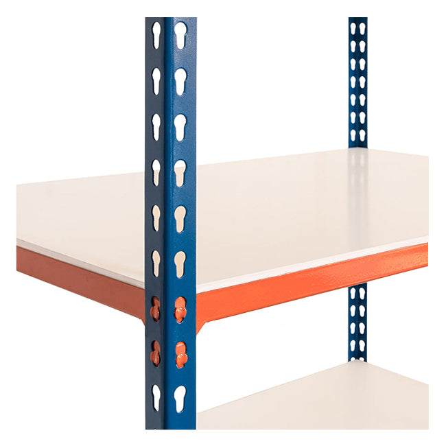 1x SX200 Industrial Shelving - 1830mm High - 200kg - Melamine - Blue & Orange