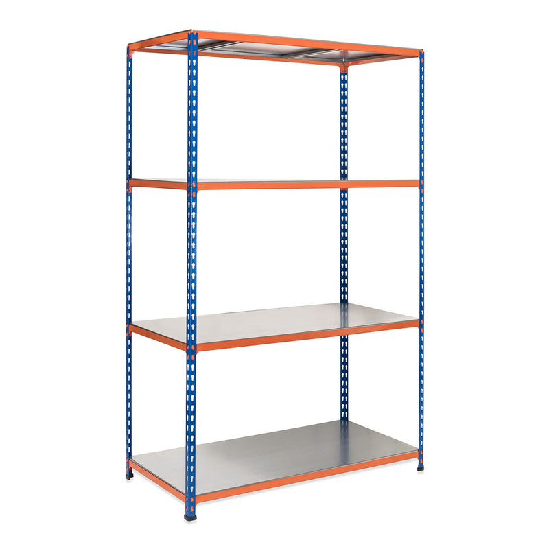 2x SX200 Industrial Shelving - 2440mm High - 200kg - Steel - Blue & Orange