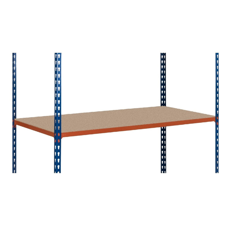 3x SX200 Industrial Shelving - 1830mm High - 200kg - Chipboard - Blue & Orange