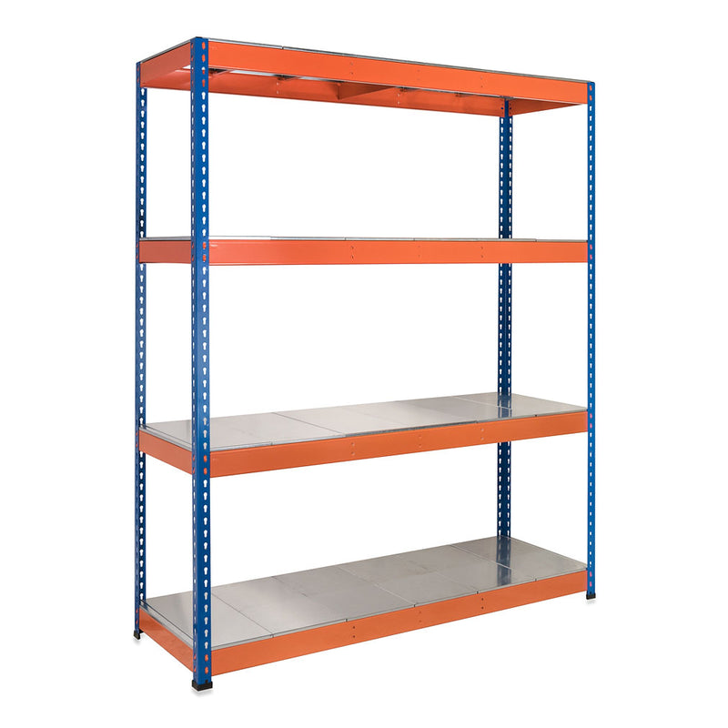 5x SX400 Industrial Shelving - 1677mm High - 400kg - Steel - Blue & Orange
