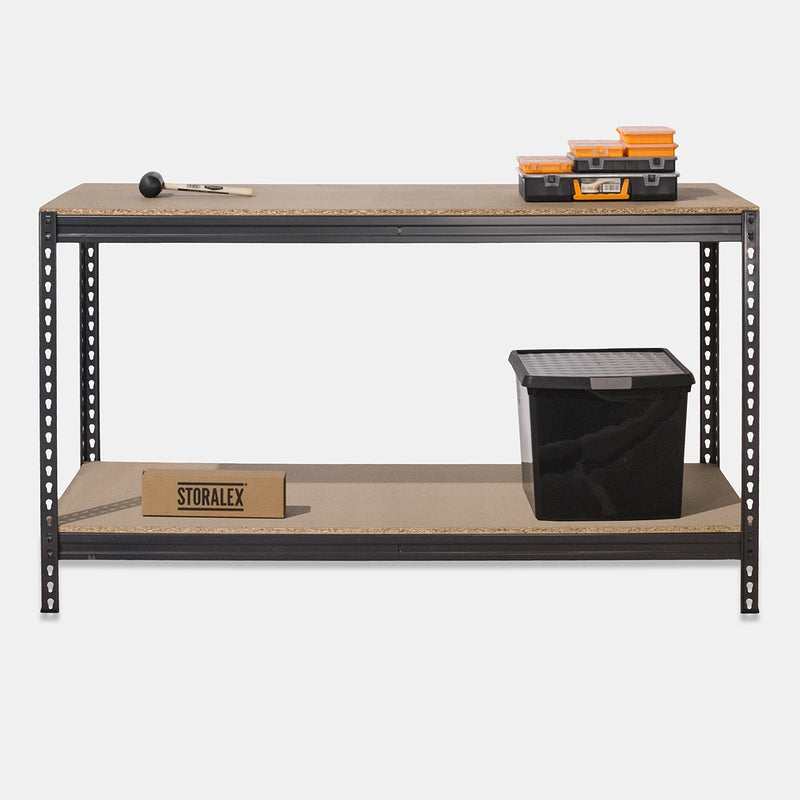 2x CRW Industrial Shelving - 1800mm High & 1x CRW Workbench - 1600mm Wide - Grey