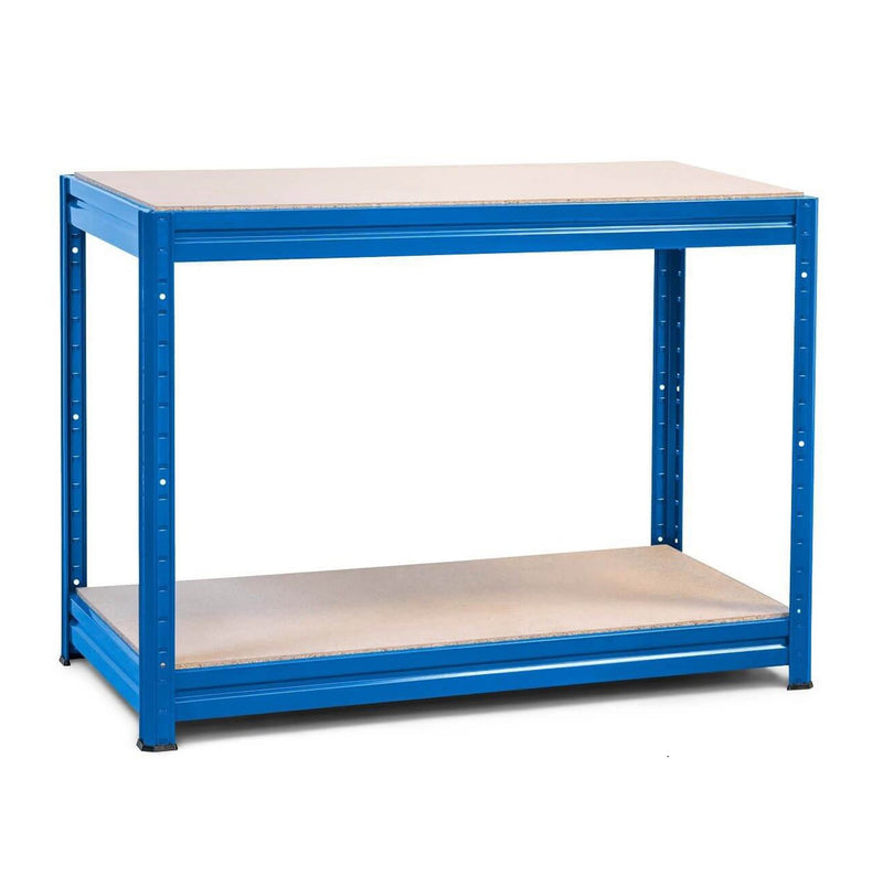 3x VRS Shelving Units - 1800mm High & 1x Workbench - 1200mm Wide - Blue