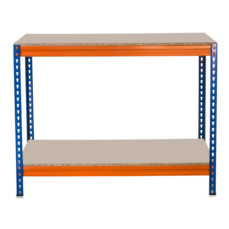 1x CRW Heavy Duty Workbench - 915mm High - 400kg - Chipboard - Blue/Orange