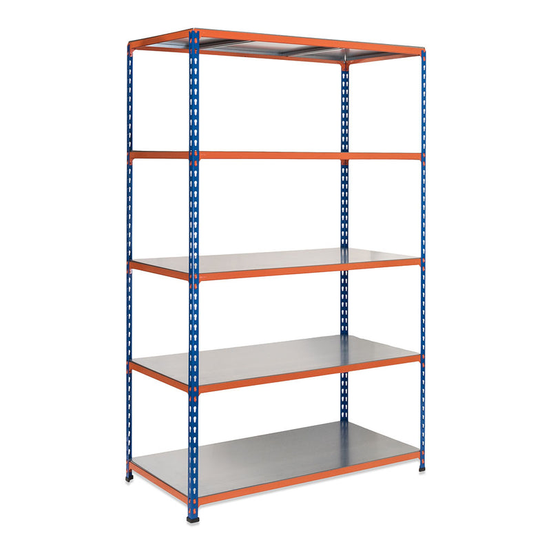 4x SX200 Industrial Shelving - 2440mm High - 200kg - Steel - Blue & Orange
