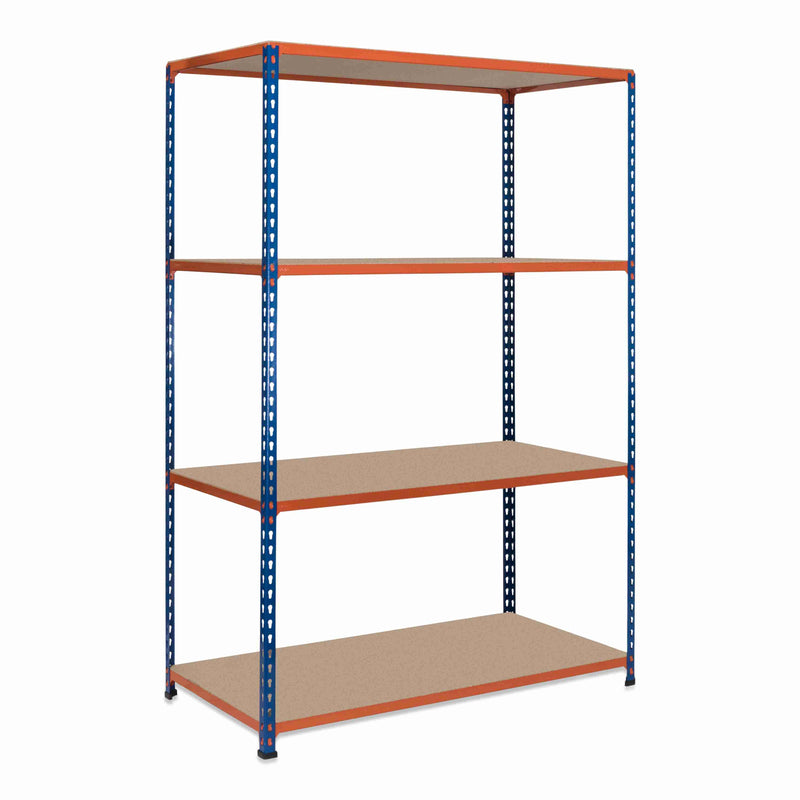2x SX200 Industrial Shelving - 2440mm High - 200kg - Chipboard - Blue & Orange