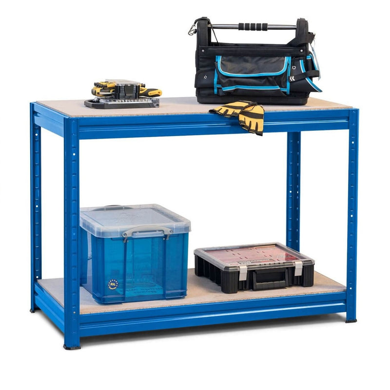 4x VRS Shelving Units - 1800mm High & 1x Workbench - 1200mm Wide - Blue