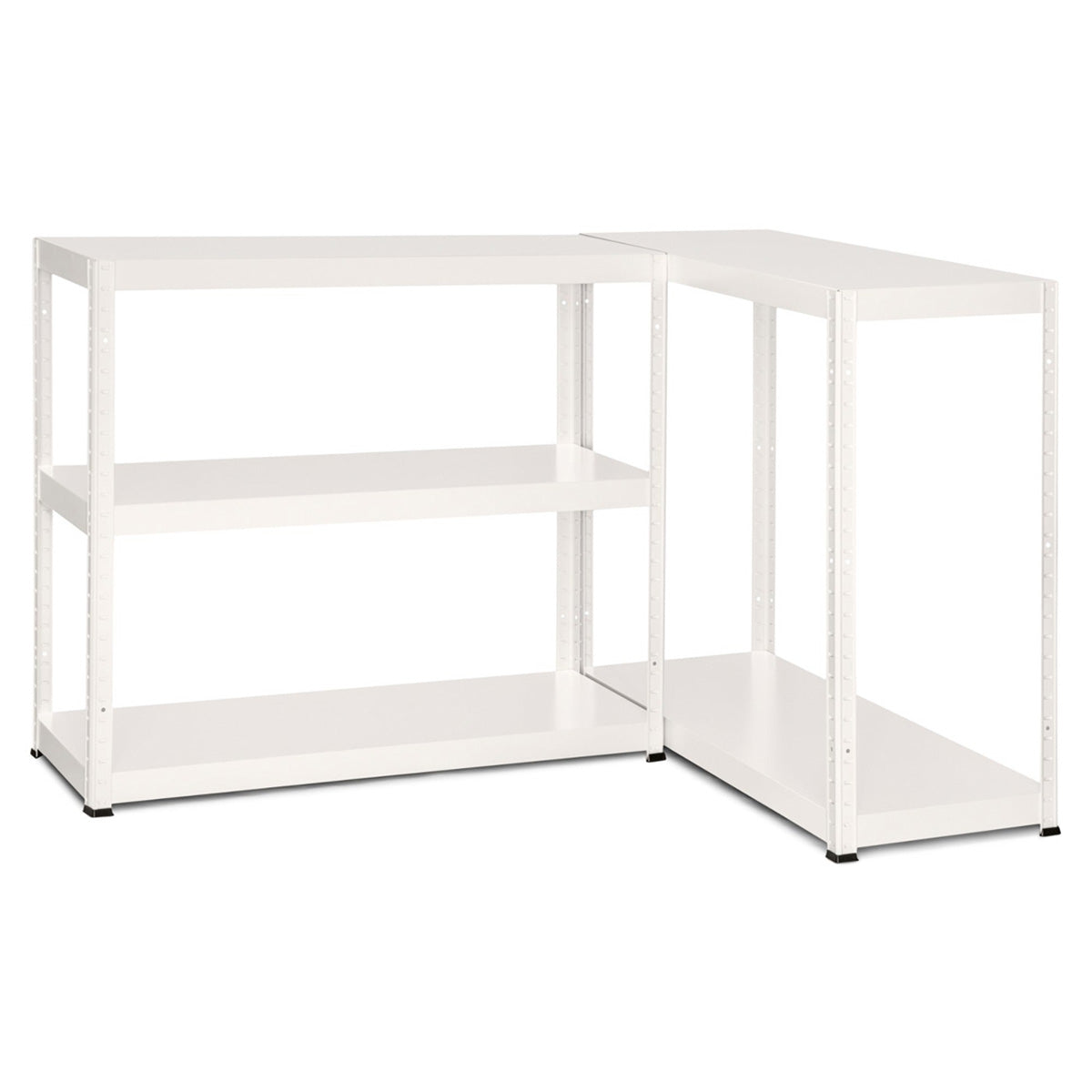 3x Storalex MT Metal Shelving 1800mm High 90/130kg White - Tufferman