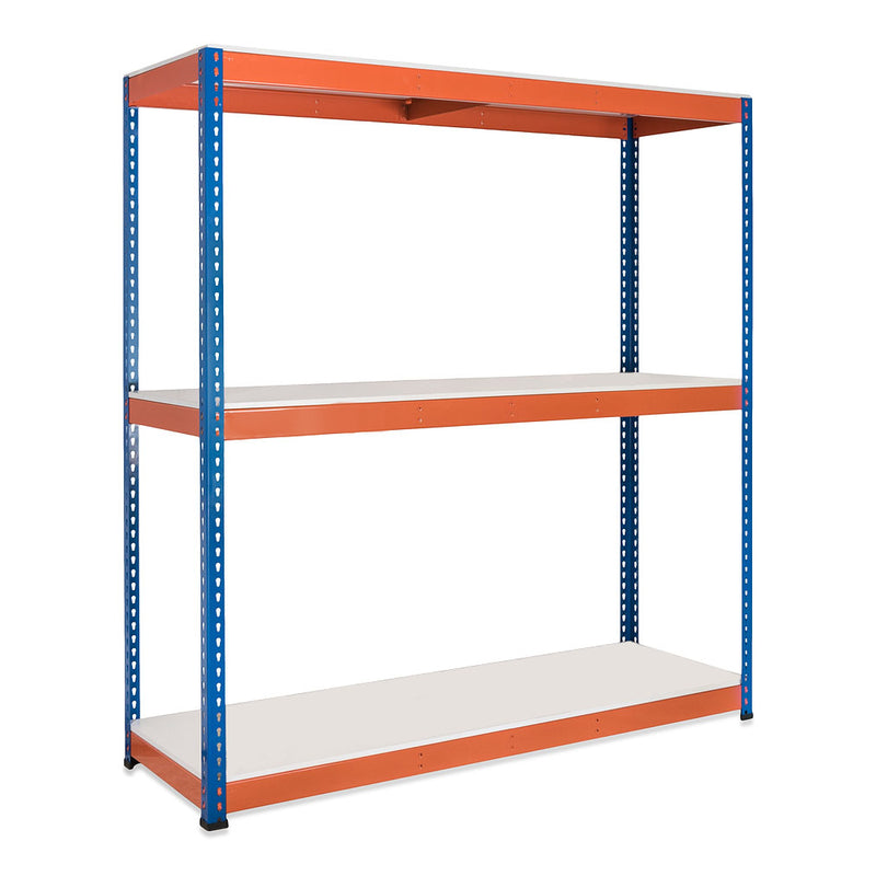 2x SX400 Industrial Shelving - 1980mm High - 400kg - Melamine - Blue & Orange