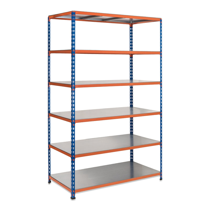 4x SX200 Industrial Shelving - 1830mm High - 200kg - Steel - Blue & Orange