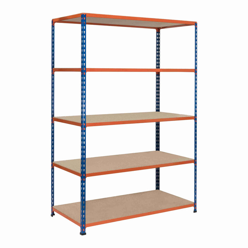 1x SX200 Industrial Shelving - 2440mm High - 200kg - Chipboard - Blue & Orange