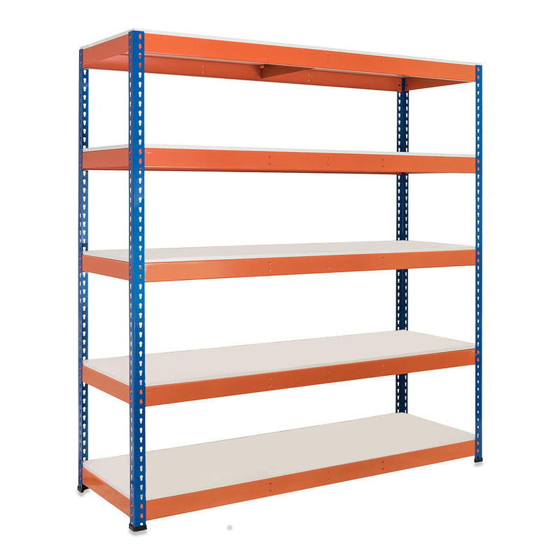 2x SX400 Industrial Shelving - 1980mm High - 400kg - Melamine - Blue & Orange