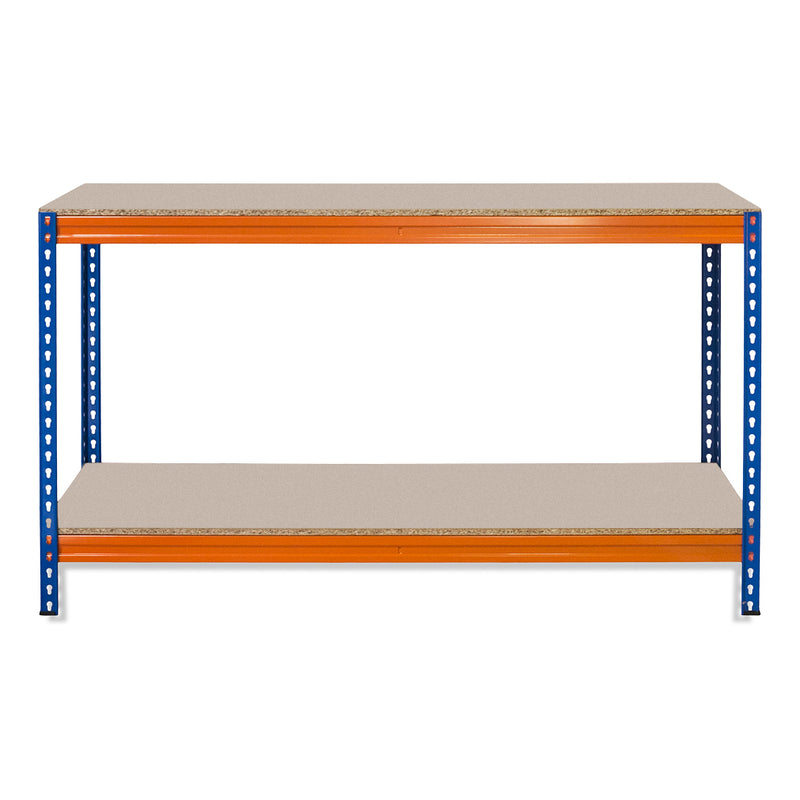 1x CRW Heavy Duty Workbench - 915mm High - 400kg - Chipboard - Blue/Orange