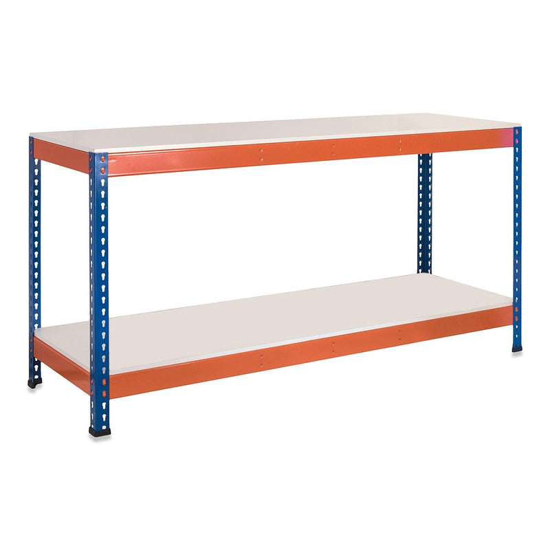 2x SX800 Workbenches - 915mm High - 800kg - Melamine - Blue/Orange