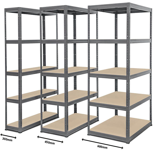 High Depth Storage Racks 2x Storalex VRS Garage Shelving Units 1800mm High 200/280kg Grey ...