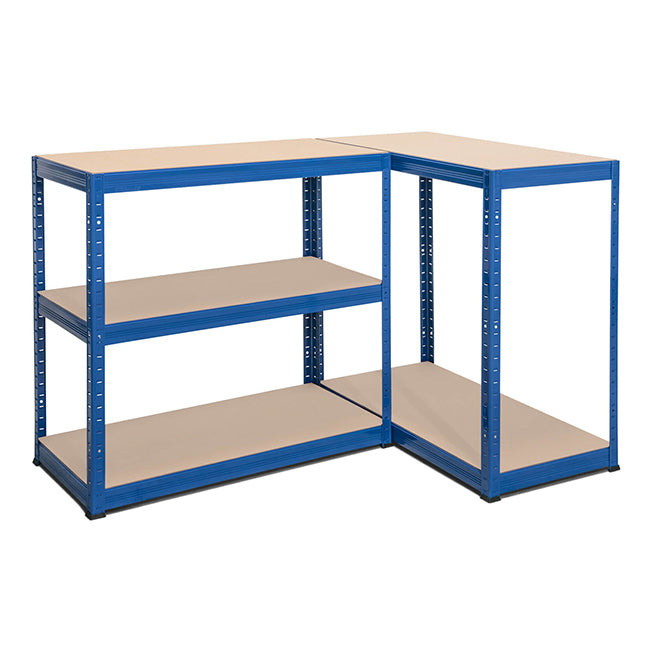 3x VRS Shelving Units - 1800mm High - Blue with 12x 24L Strata Plastic Storage Boxes