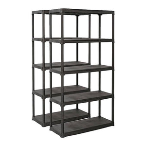 2x PTR Plastic Shelving - 1760mm High - 20kg - Charcoal