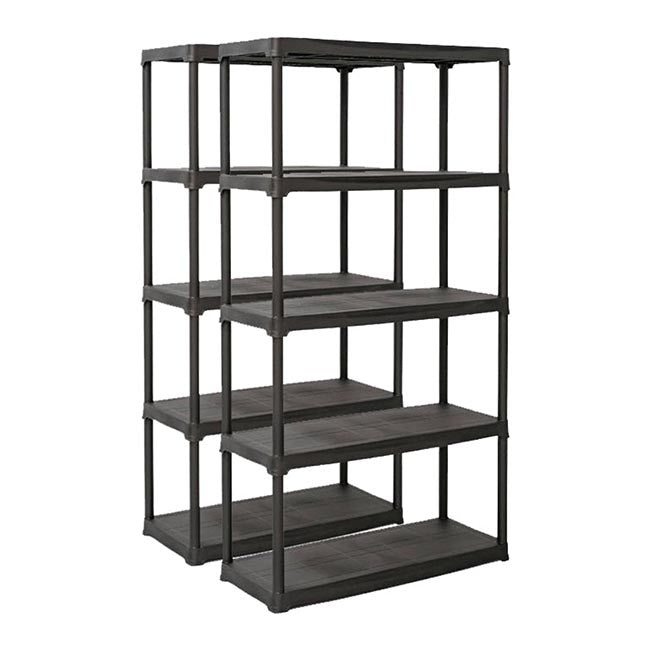 2x PTR Plastic Shelving - 1760mm High - 20kg - Charcoal