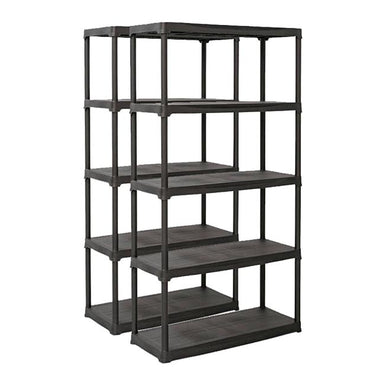 2x PTR Plastic Shed Shelving - 1760mm High - 20kg - Charcoal