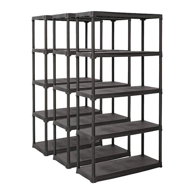 Modular Shed Storage Racks 3x Storalex PTR Shed Shelving Units 1760mm High 20kg Black - Tufferman