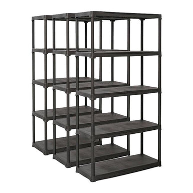 3x PTR Plastic Shelving - 1760mm High - 20kg - Charcoal
