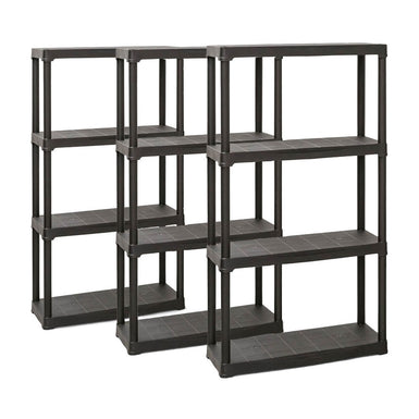 3x PTR Plastic Shelving - 1330mm High - 20kg - Charcoal