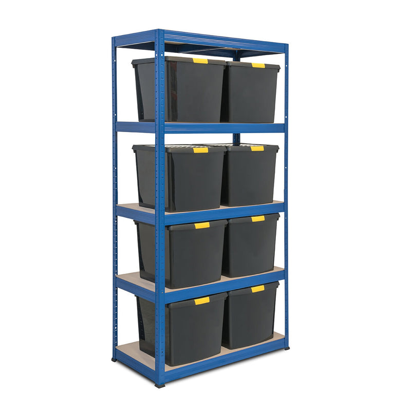 1x VRS Shelving Unit - 1800mm High - Blue with Wham DIY Recycled Plastic Storage Boxes