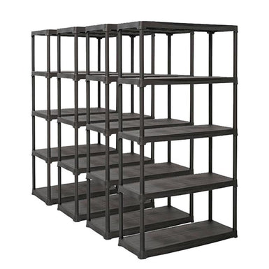 4x PTR Plastic Shelving - 1760mm High - 20kg - Charcoal