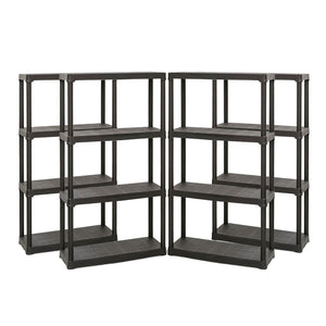 4x PTR Plastic Shelving - 1330mm High - 20kg - Charcoal