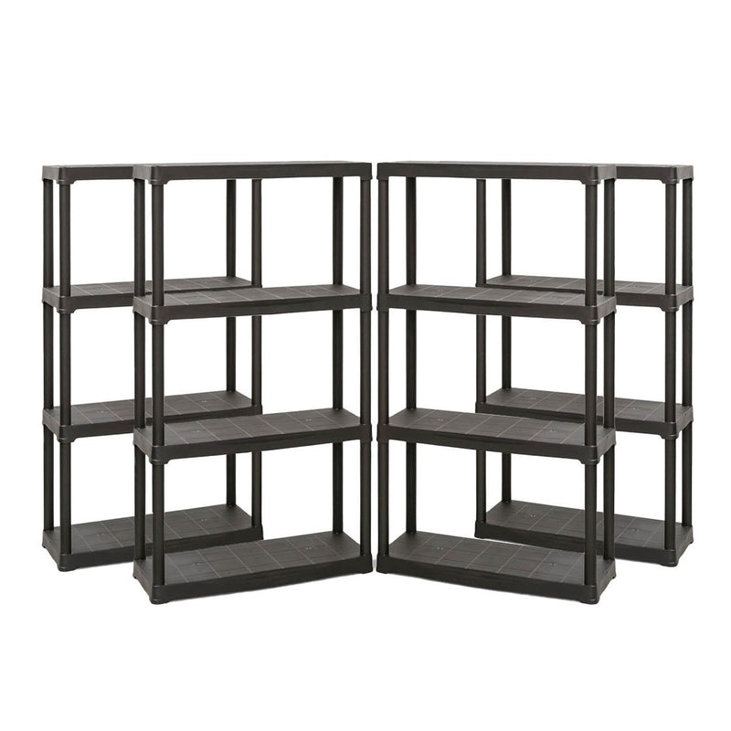 4x PTR Plastic Shed Shelving - 1330mm High - 20kg - Charcoal