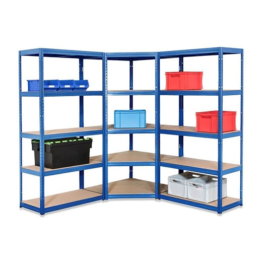 3x VRS Garage Corner Shelving - 1800mm High - 200/280kg - Blue