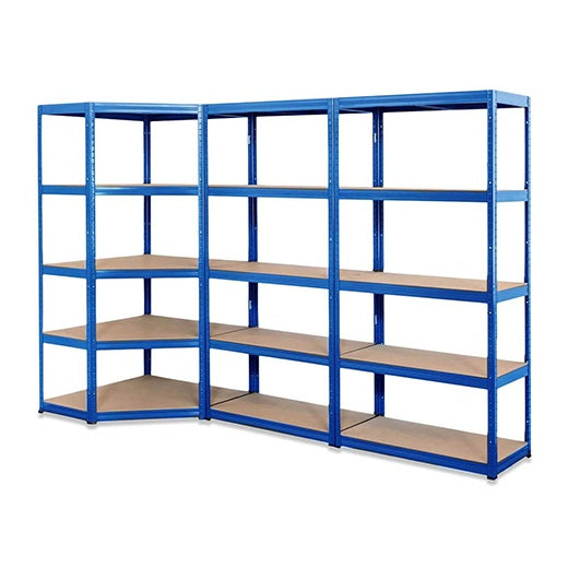 3x VRS Garage Corner Shelving - 1800mm High - 200/280kg - Blue