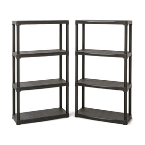 2x PTR Plastic Shed Shelving - 1330mm High - 20kg - Charcoal