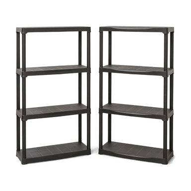 2x PTR Plastic Shed Shelving - 1330mm High - 20kg - Charcoal