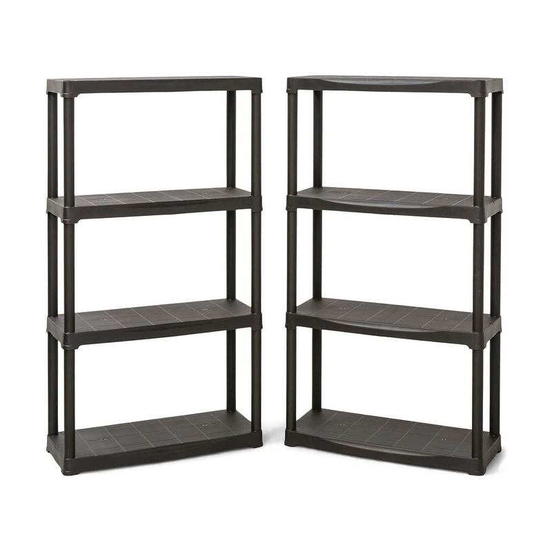 2x PTR Plastic Shed Shelving - 1330mm High - 20kg - Charcoal