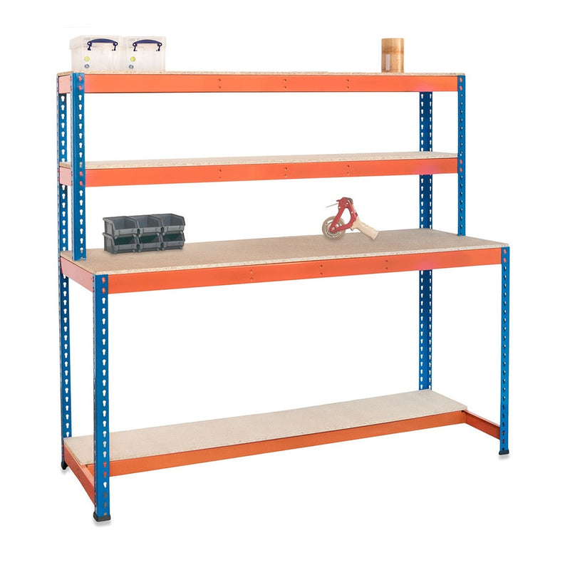 SX400 Workstation - Lower Half Shelf - 1677mm High - 400kg - Chipboard - Blue & Orange