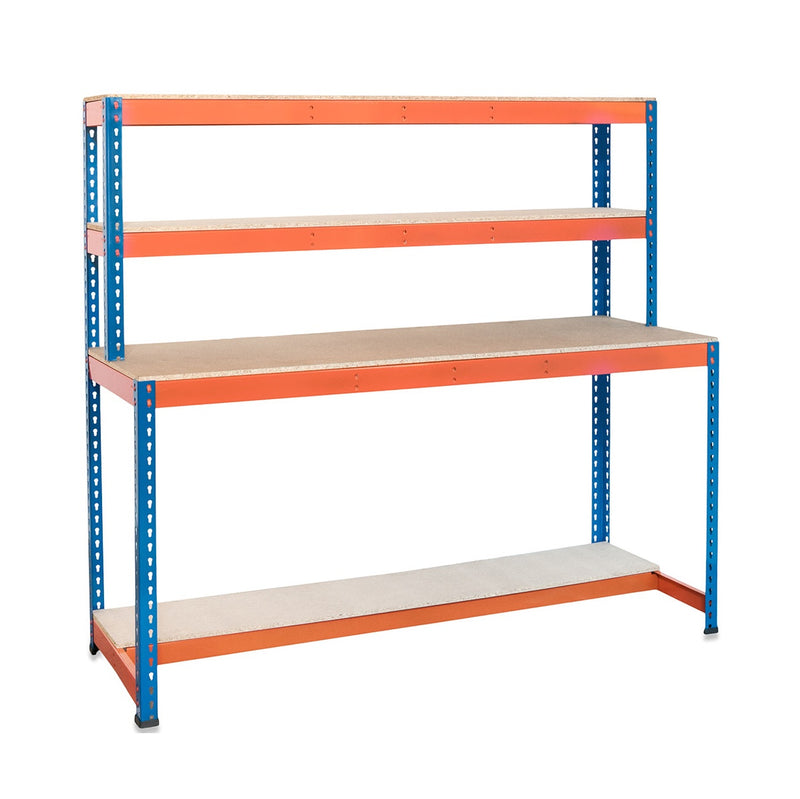 SX400 Workstation - Lower Half Shelf - 1677mm High - 400kg - Chipboard - Blue & Orange