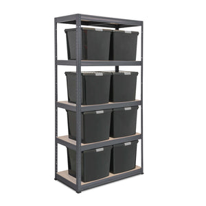1x VRS Shelving Unit - 1800mm High - Grey with Wham DIY Recycled Plastic Storage Boxes