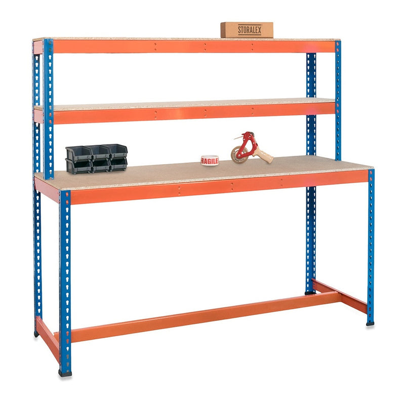 SX400 T-Bar Workstation - 1677mm High - 400kg - Chipboard - Blue & Orange