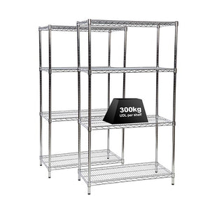 2x Eclipse Chrome Wire Shelving - 1625mm High - 300kg