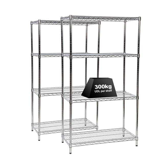 2x Eclipse Chrome Wire Shelving - 1625mm High - 300kg